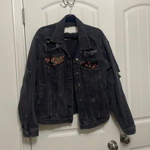 Free People Distressed Denim Jacket